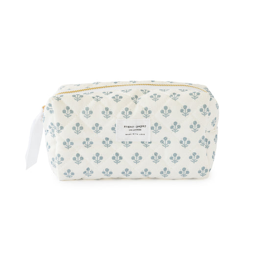blue floral small cosmetic pouch