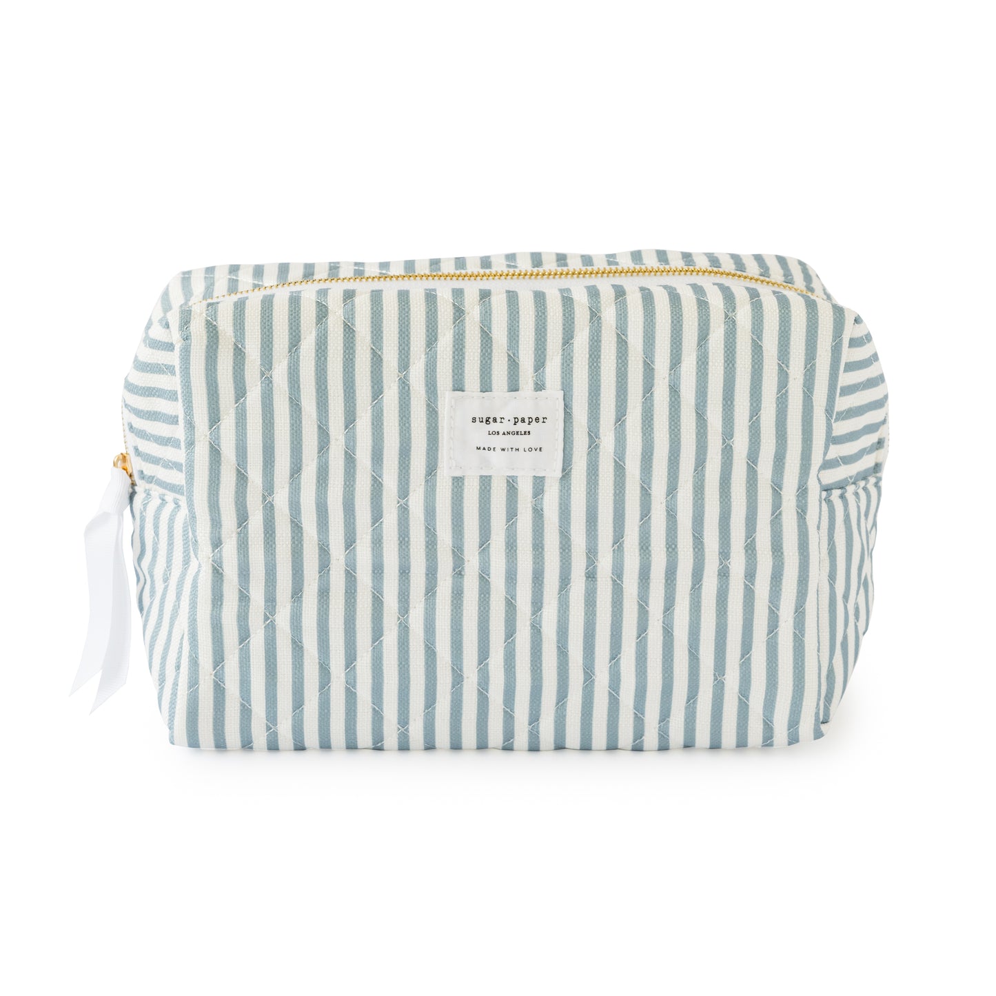 blue stripe large cosmetic pouch