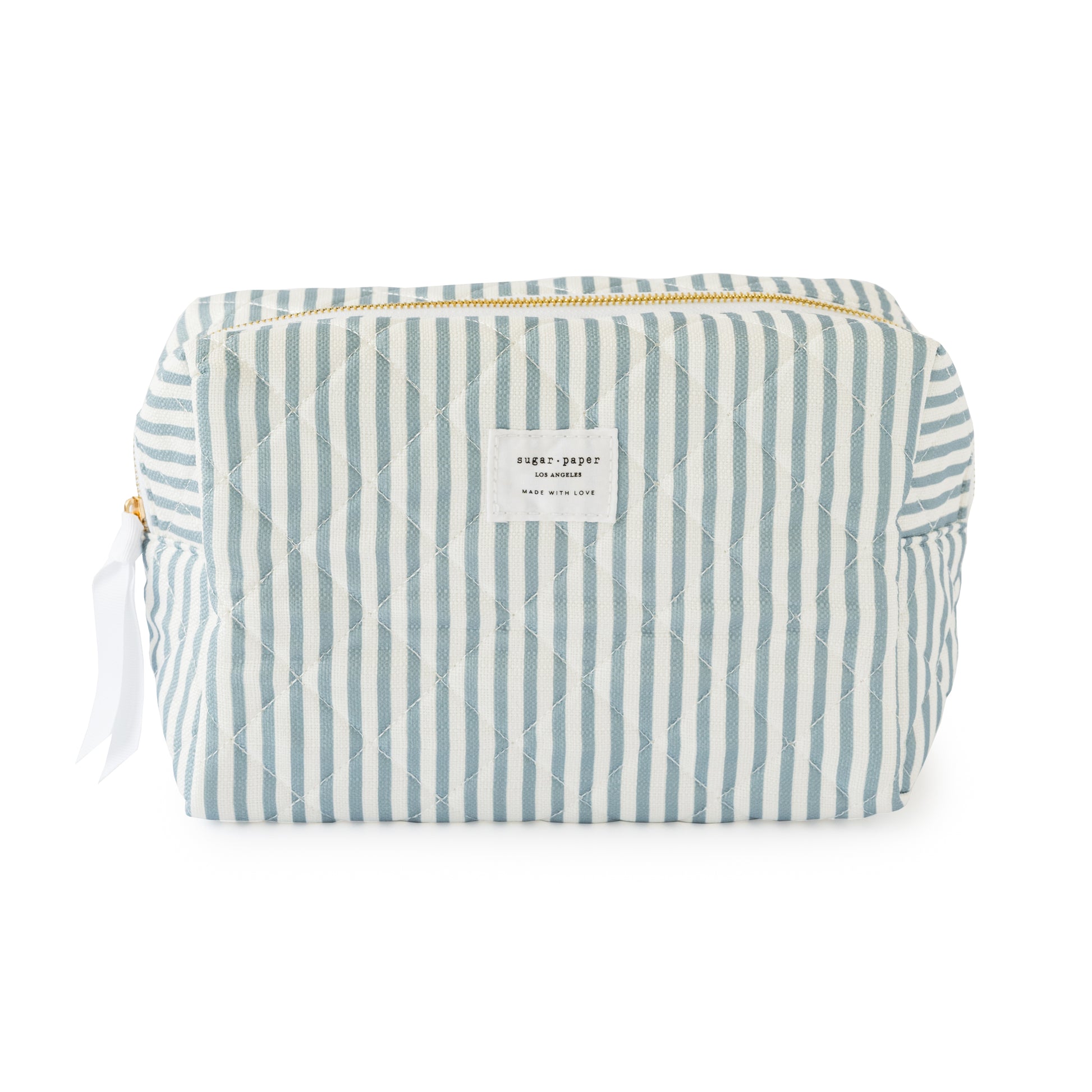 blue stripe large cosmetic pouch
