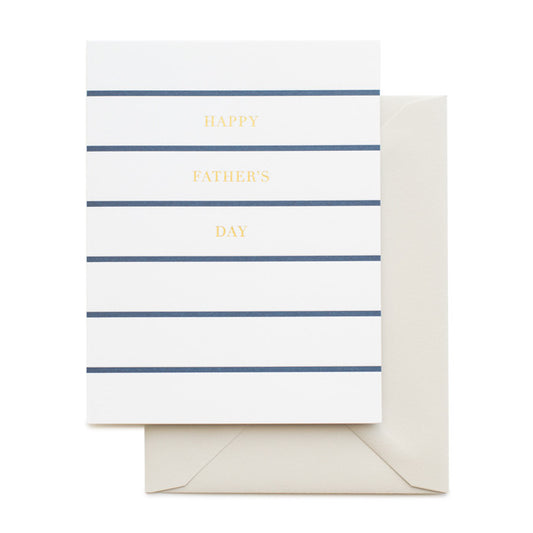 Navy and white stripe father's day card with grey envelope