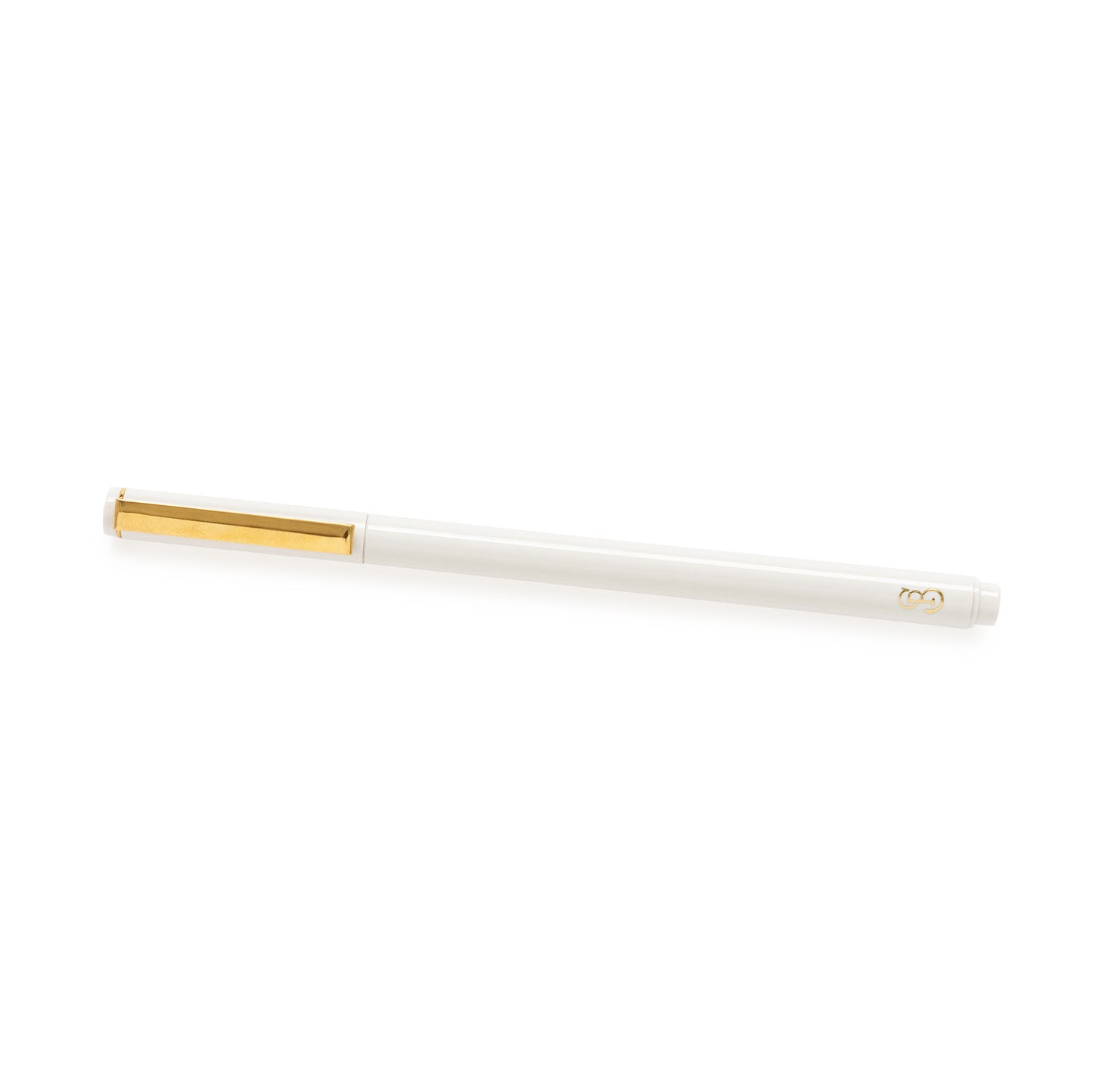 White Gloss Felt Tip Pen with Gold Clip