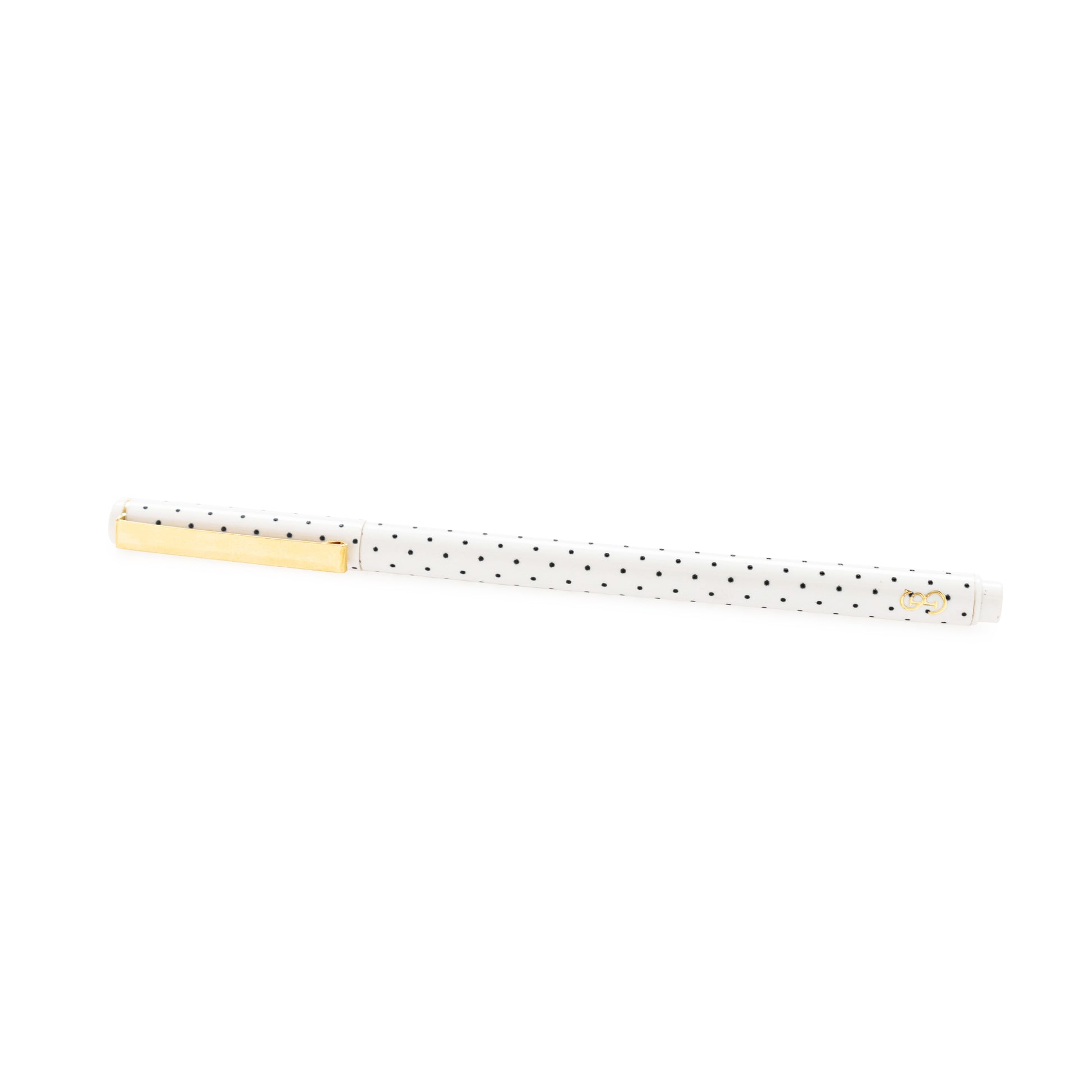 White with black dot felt pen