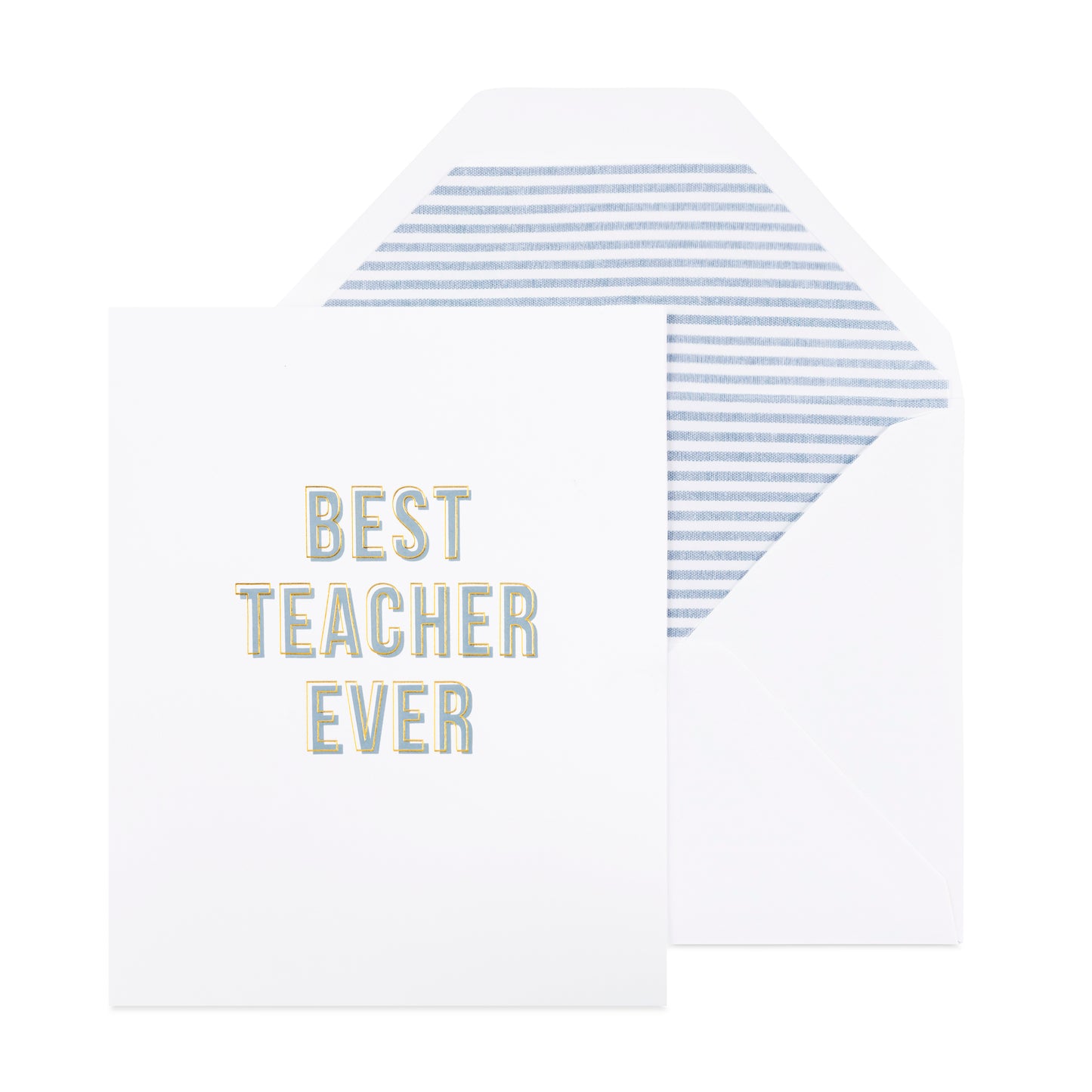 Best Teacher Ever card in blue and gold