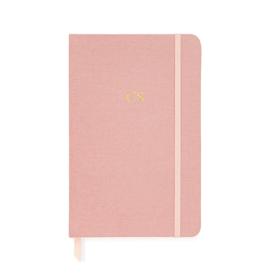 Rose fabric journal with gold monogram