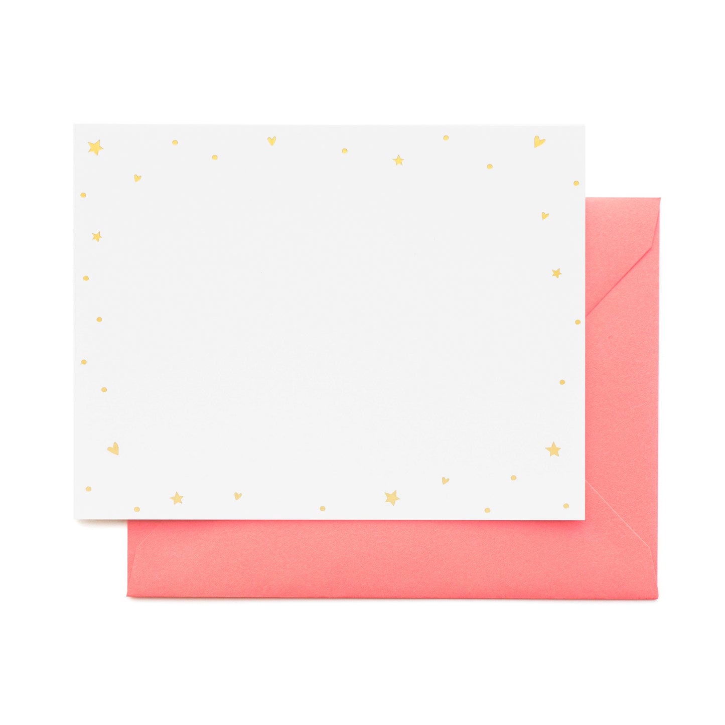 Star and heart note set with neon coral envelope