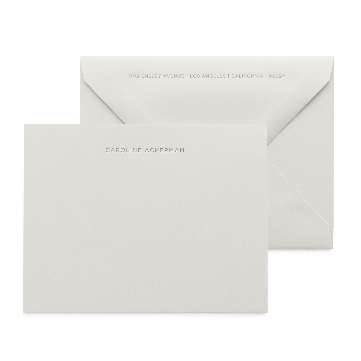 Grey custom stationery with dark grey ink