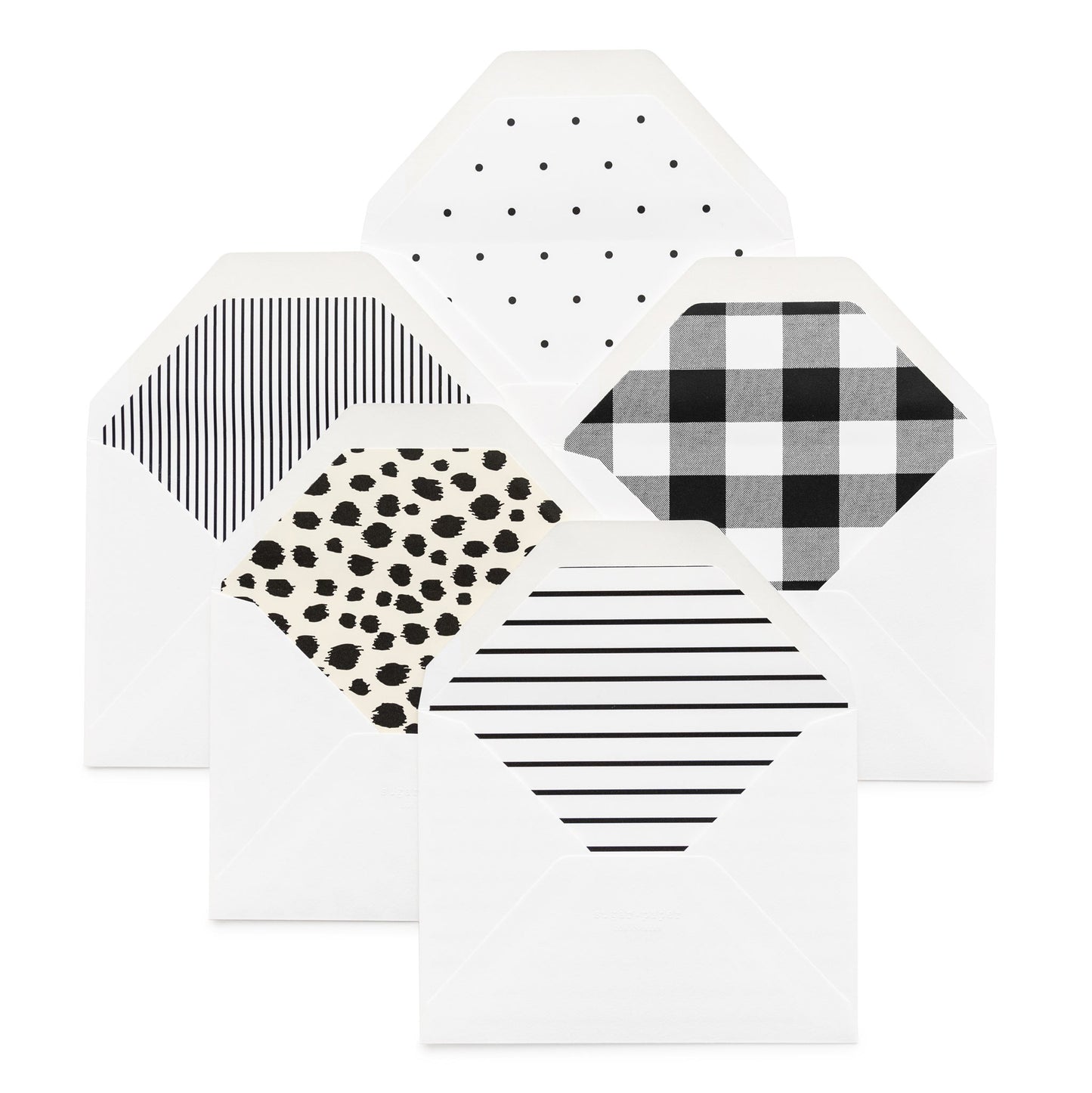 Black and white custom stationery envelope liners