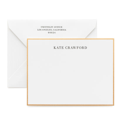 Black and white custom stationery with gold border