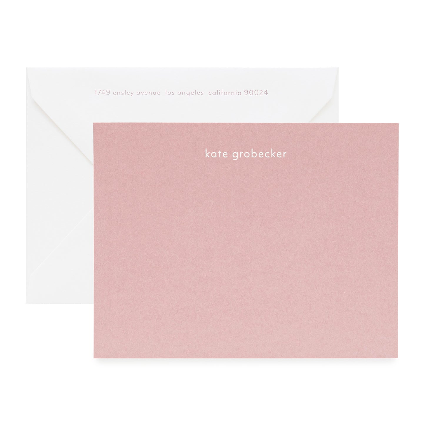 Dusty rose custom stationery set with white envelope