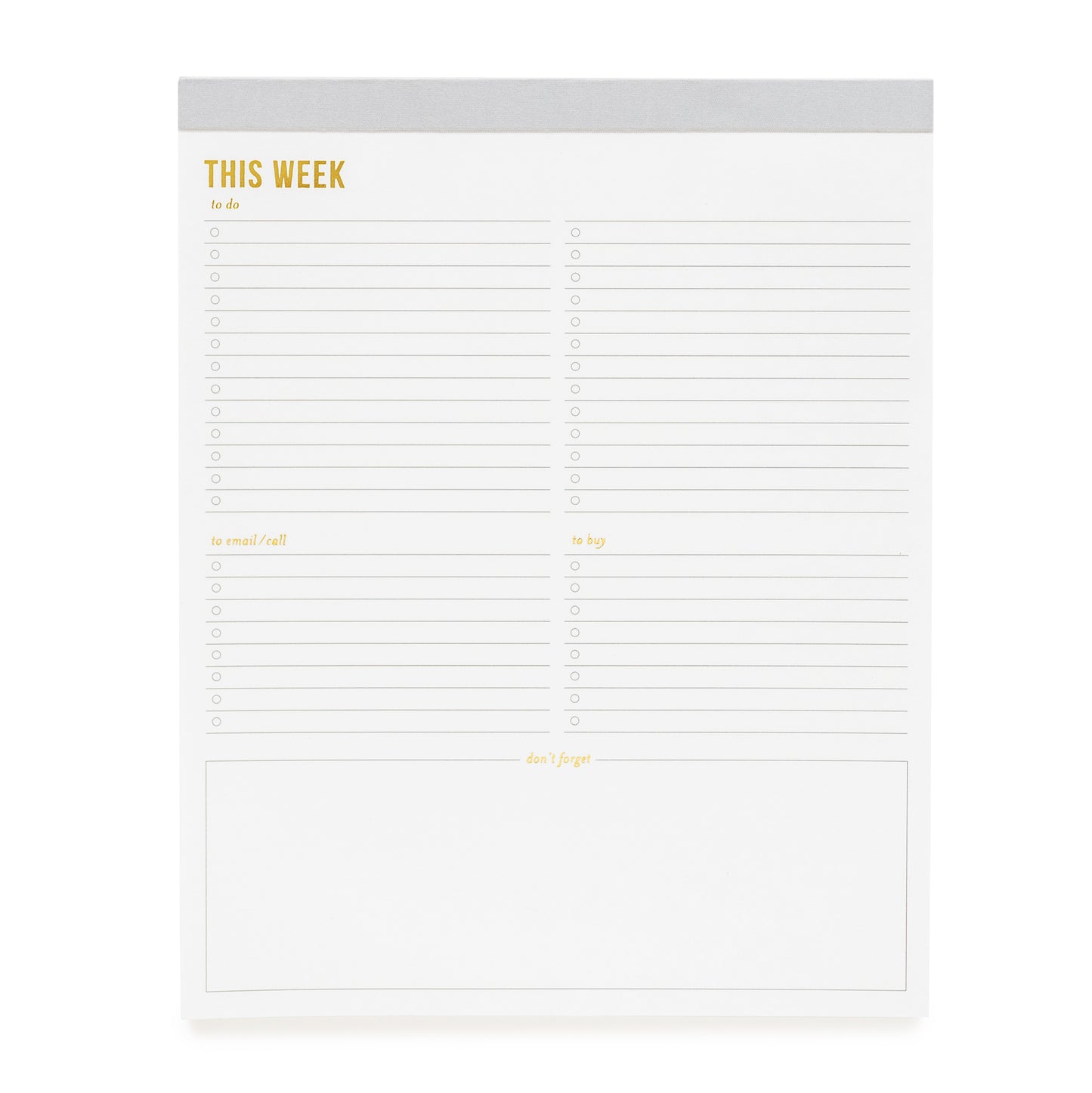 Large grey this week planning pad with grey binding
