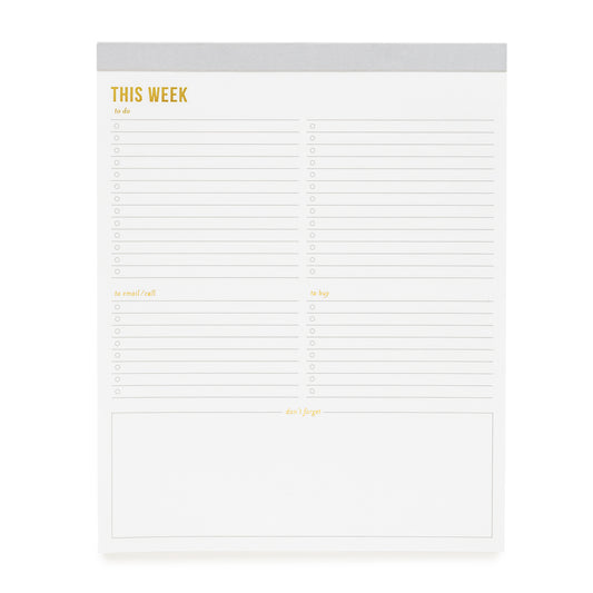 Large grey this week planning pad with grey binding