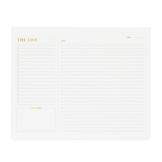 Large list pad with gold foil details