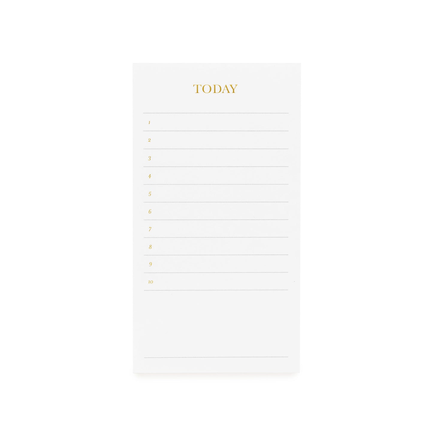 small white today pad with gold foil details