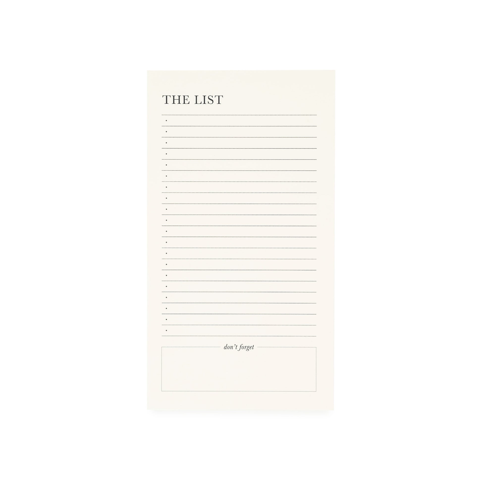 small cream and black list pad