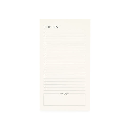 small cream and black list pad