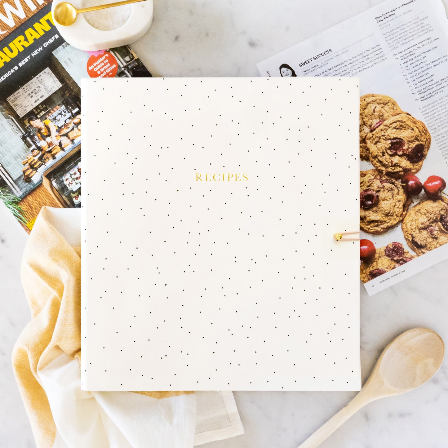 recipe binder on kitchen counter