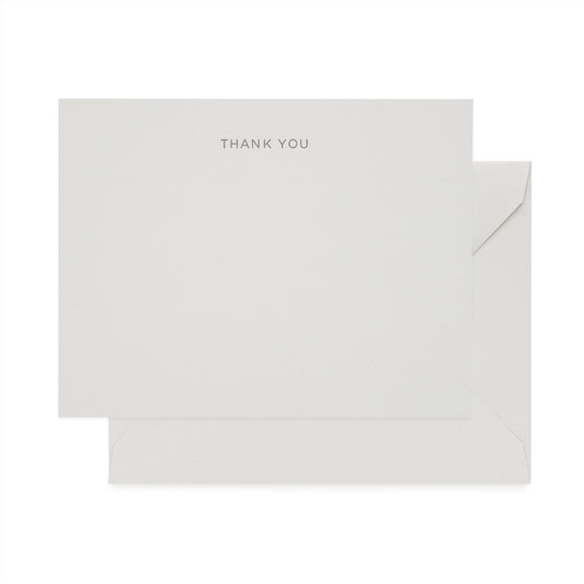 antique grey card with grey thank you text, antique grey envelope