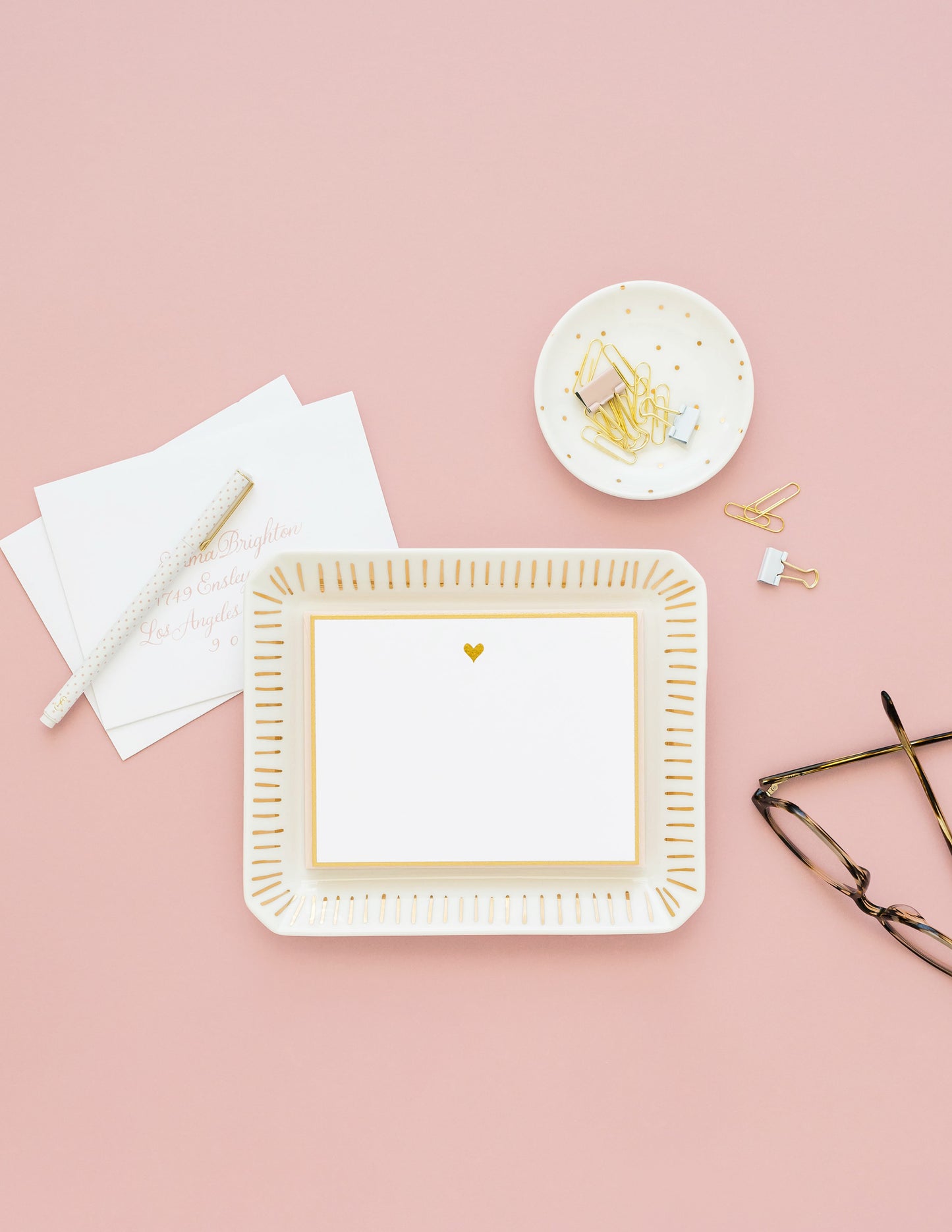 ceramic trinket trays on pink backdrop