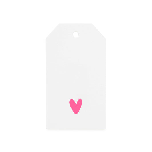 white gift tag with neon heart