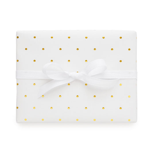 White with gold dot gift wrap