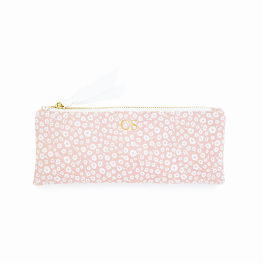 rose floral pencil pouch with monogram