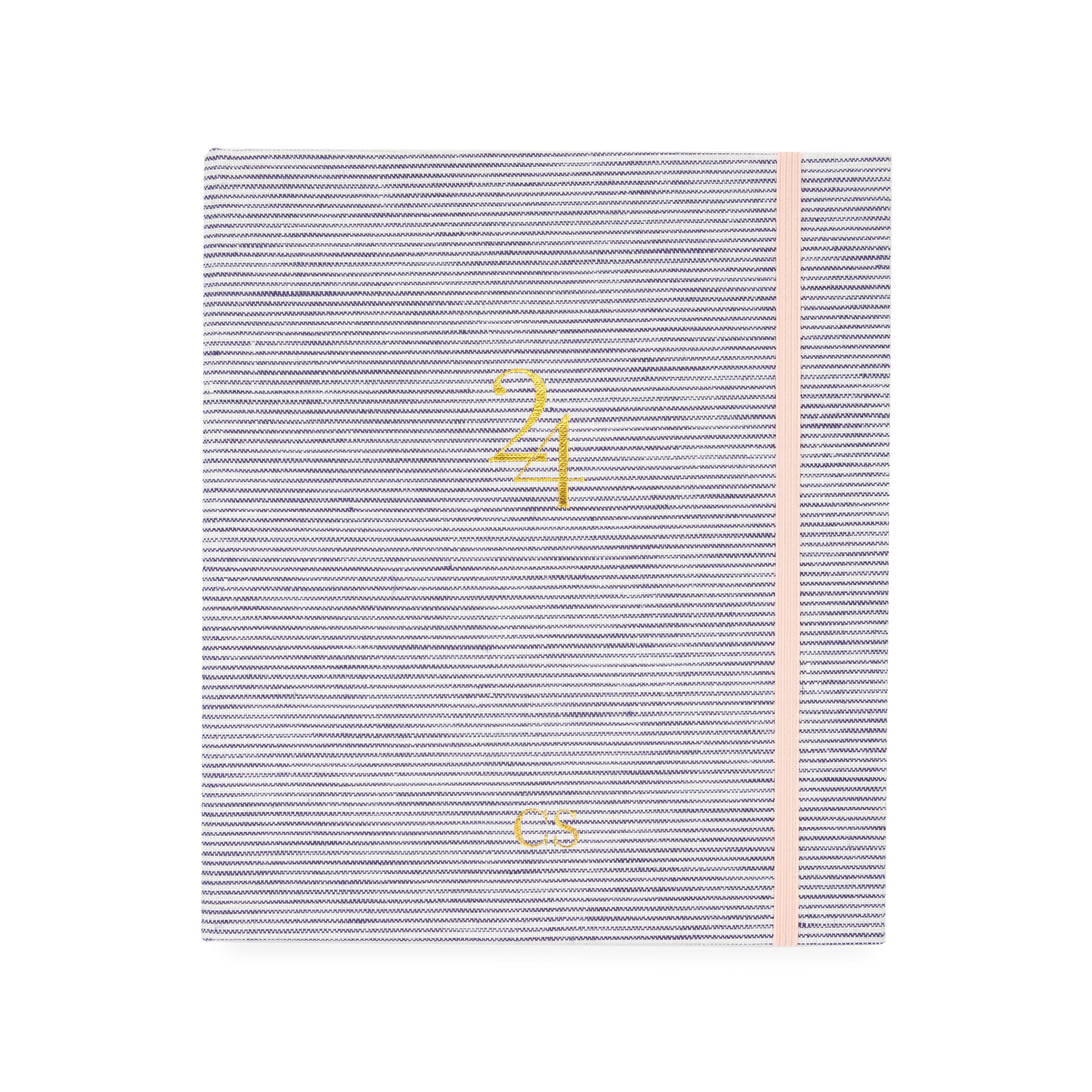2024 Blue stripe concealed planner with gold foil initials