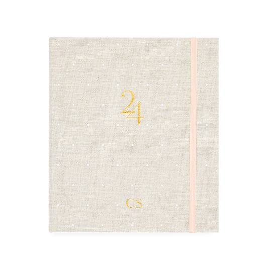 2024 Flax Dot concealed planner with foil stamped initials