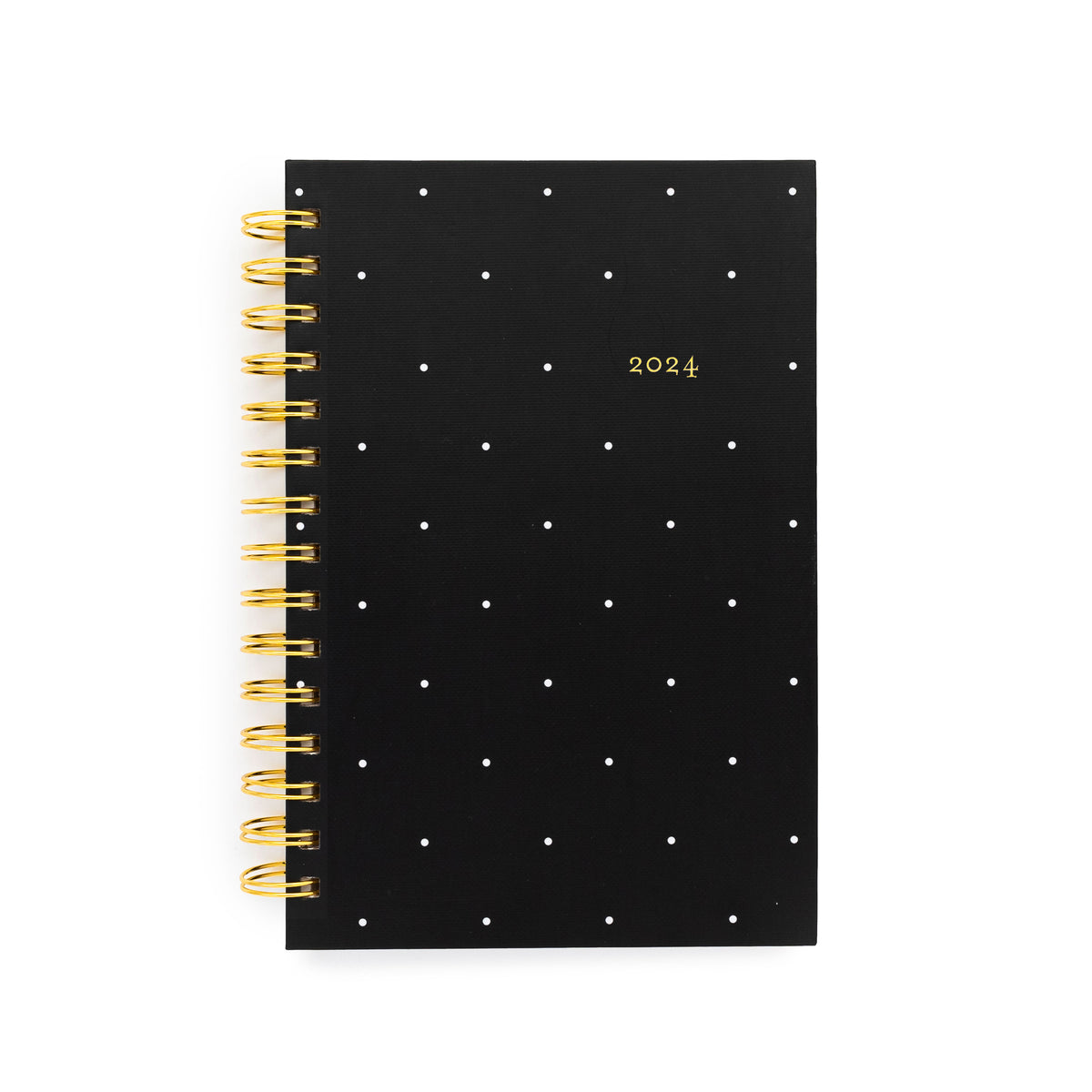 2024 black swiss dot small spiral planner cover