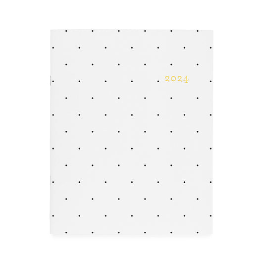 2024 white swiss dot monthly planner cover