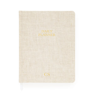 Flax daily planner with gold foil monogram