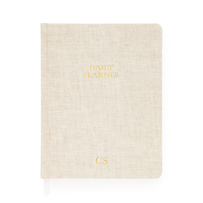 Flax daily planner with gold foil monogram