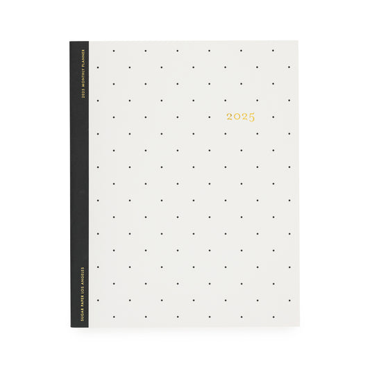 2025 Black Swiss Dot Monthly Planner