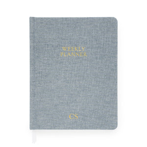 Chambray weekly planner with gold foil initials