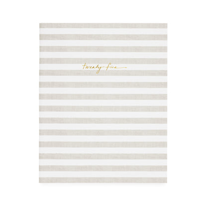 flax and white striped 2025 monthly planner