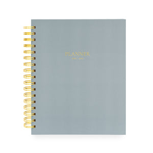 dusty blue spiral academic planner cover