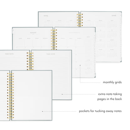 2025-2026 Dusty Blue Academic Signature Spiral Weekly Monthly Planner