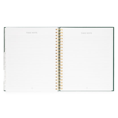 Open large weekly spiral planner with lined pages and 'Take Note'