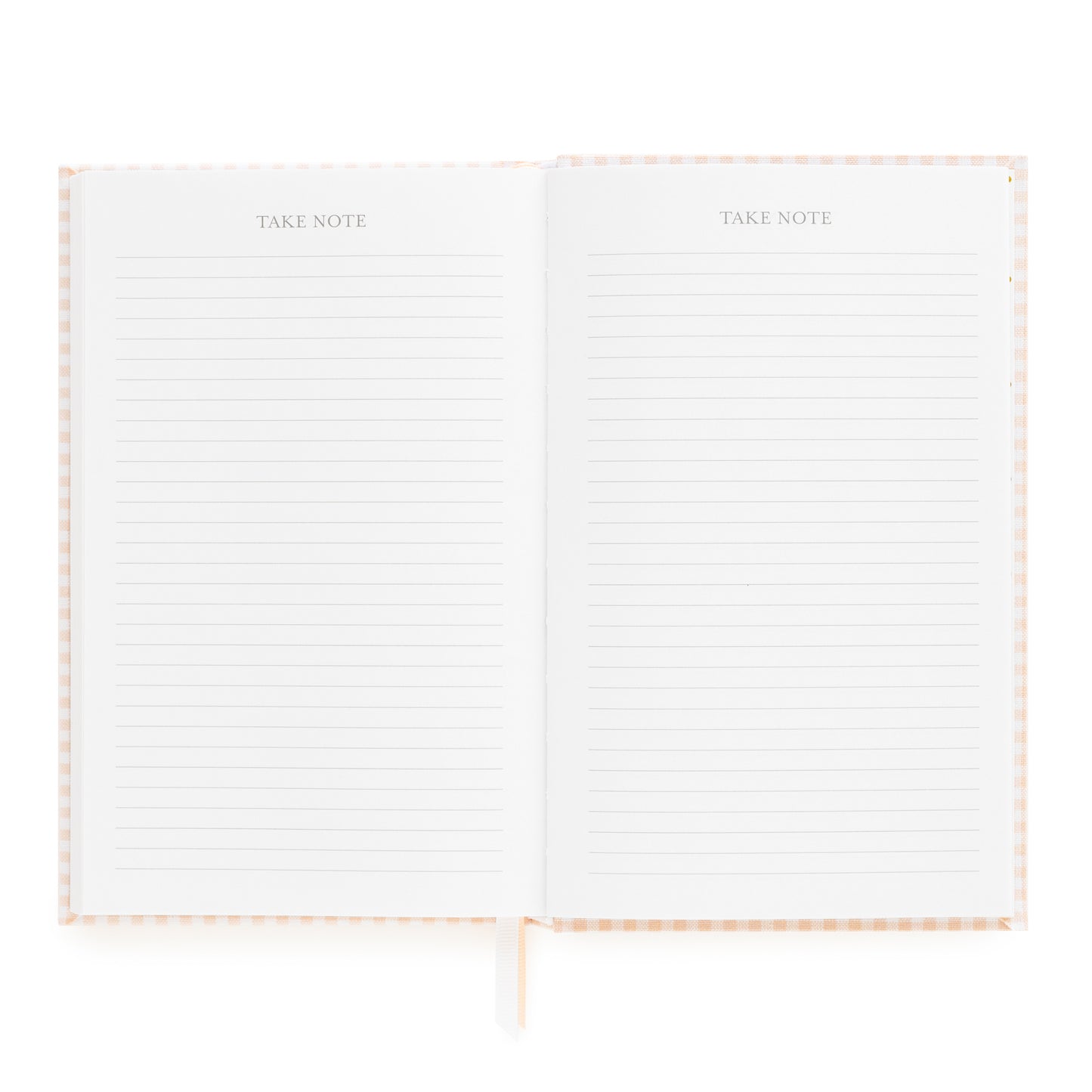 Open small bound agenda with two pages of take notes pages with ruled lines