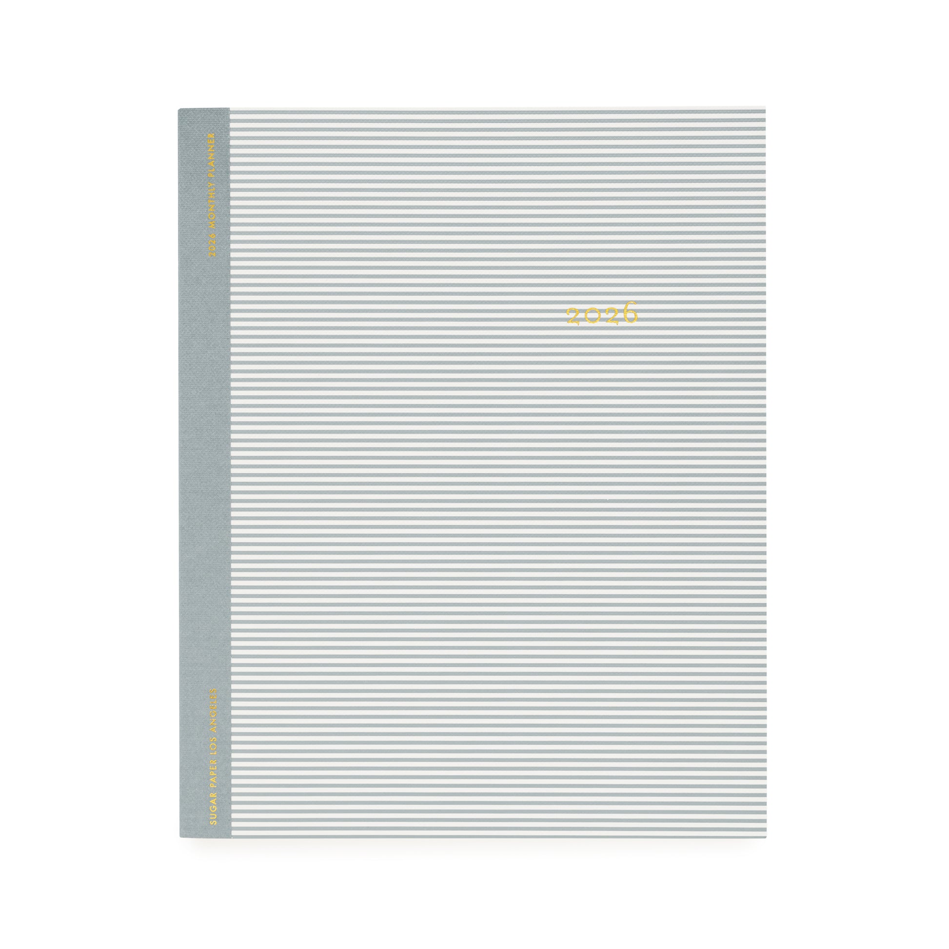 Blue stripe planner with gold foil 2026 on cover