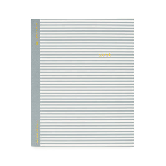 Blue stripe planner with gold foil 2026 on cover