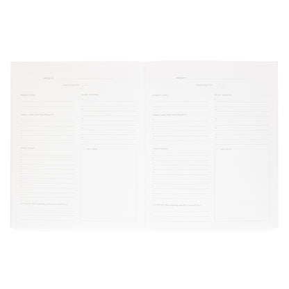 Project planning pages of Breathing Room for Sugar Paper monthly planner with goal, items I have, items to buy, let go of, to get started and notes