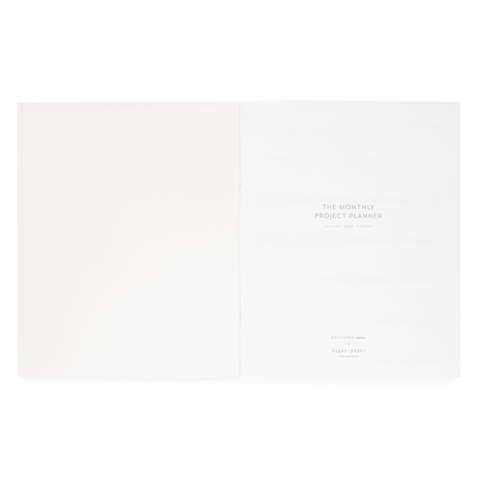 Monthly planner interior cover with 'The Monthly Project Planner 2026'