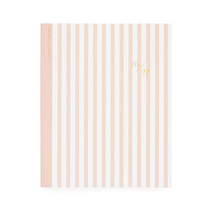 Rose and pink stripe planner with 26/27 in gold foil and pink tape binding