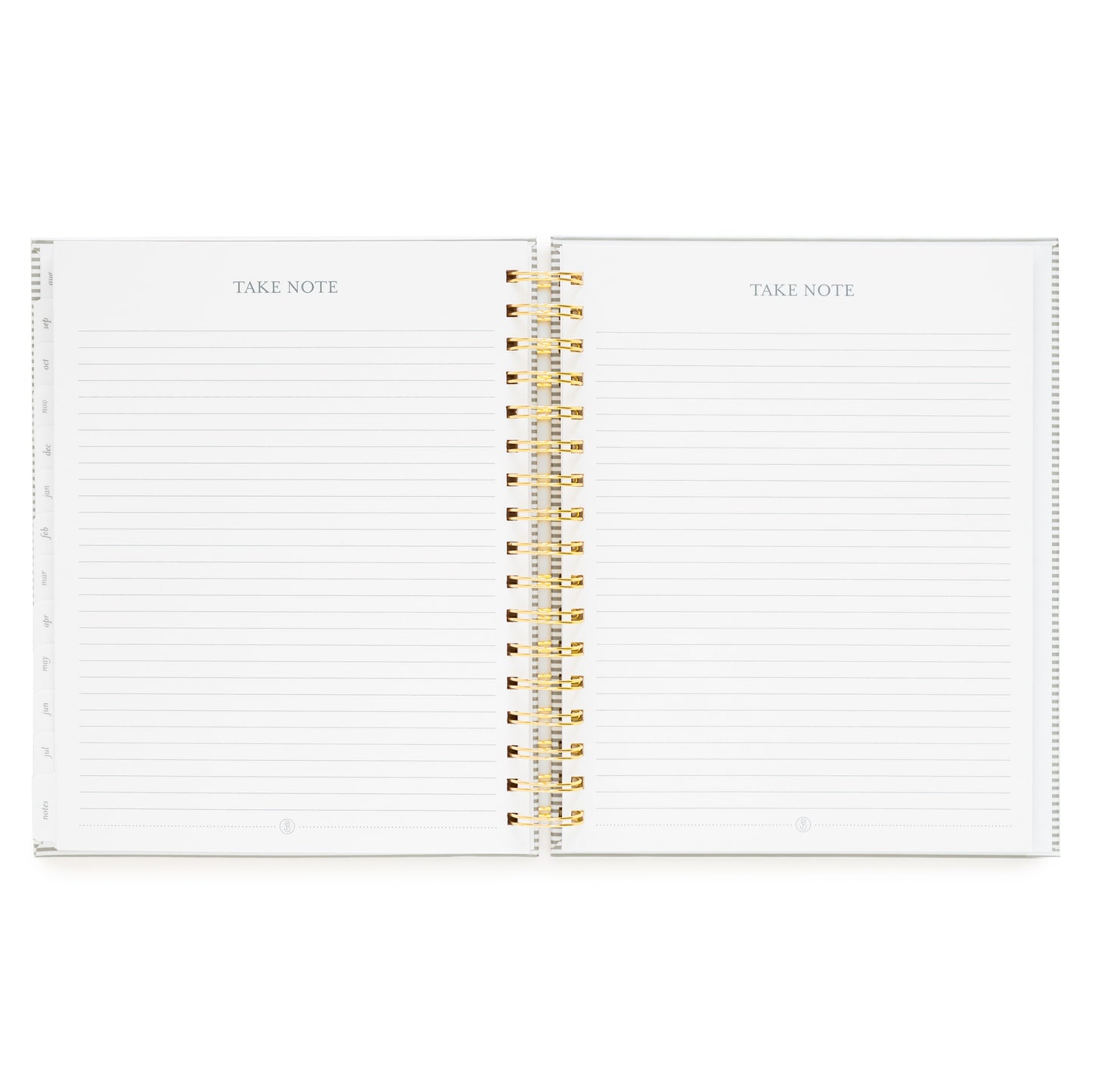 Two page spread of "take note" with lined notes pages