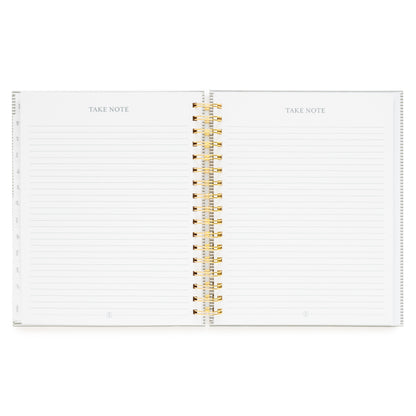 Two page spread of "take note" with lined notes pages