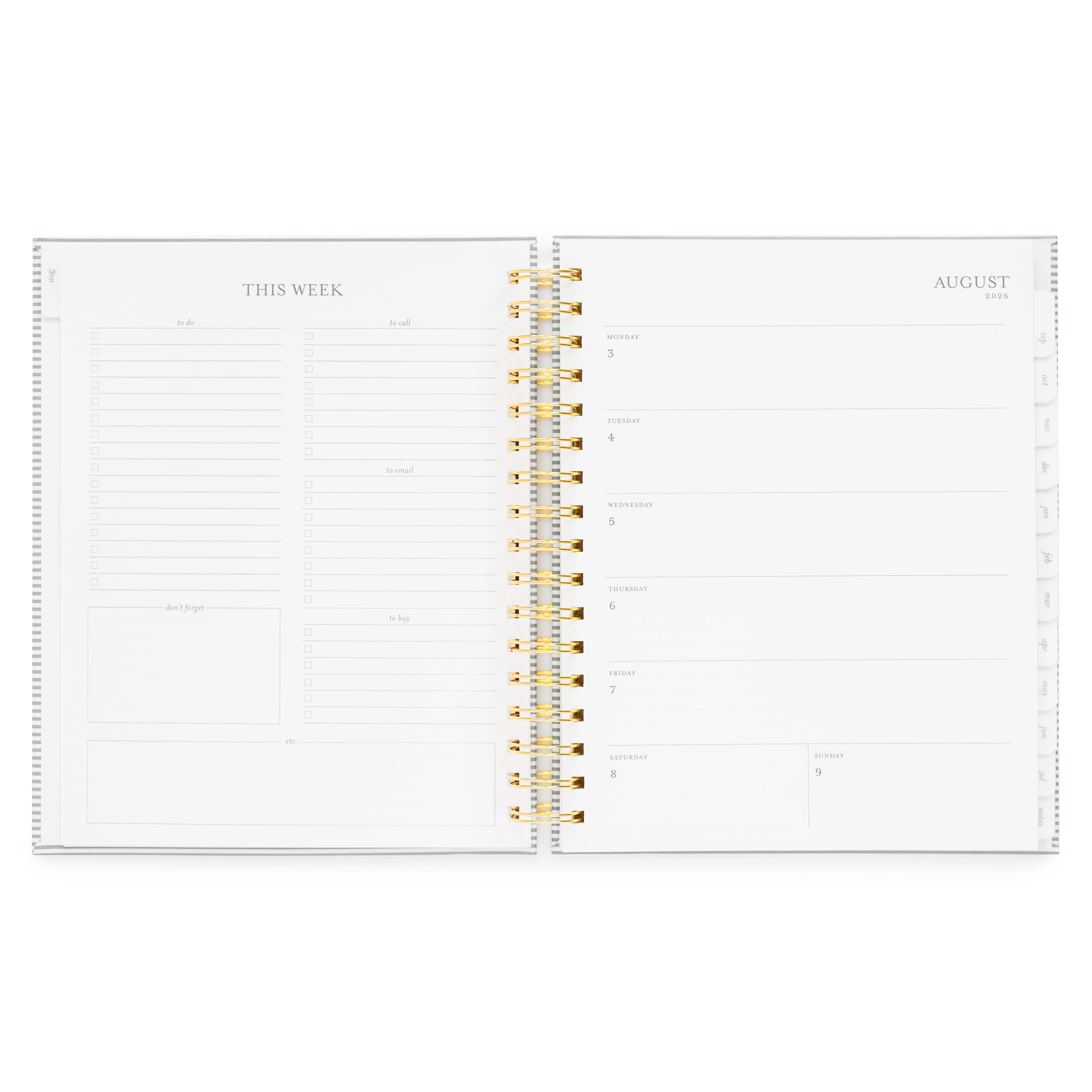 20252026 Dusty Blue Academic Signature Spiral Weekly Monthly Planner