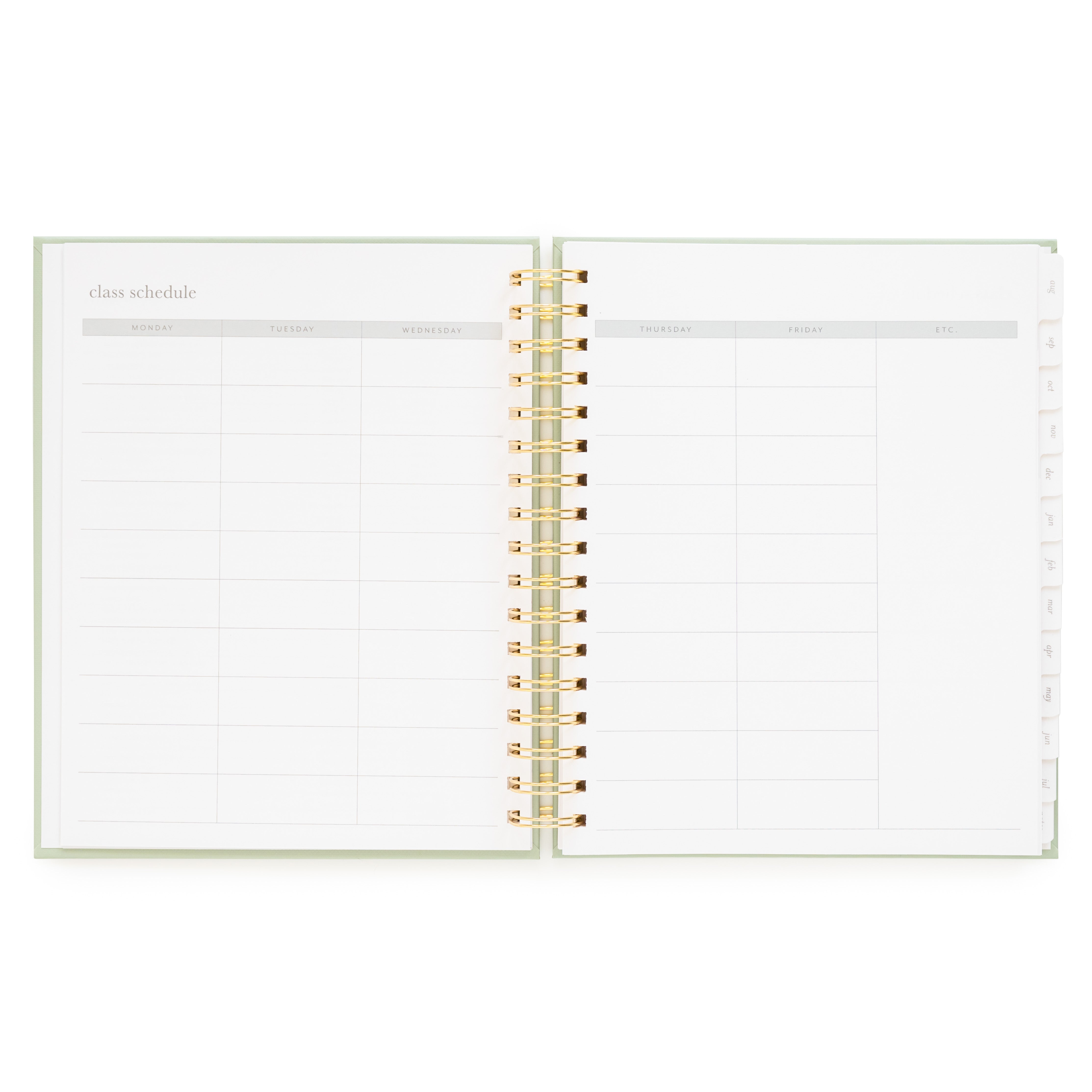 2026-2027 Office Green Spiral Weekly Monthly Student Planner