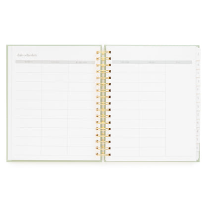 Weekly class schedule with space for each weekday of the week in the academic student planner