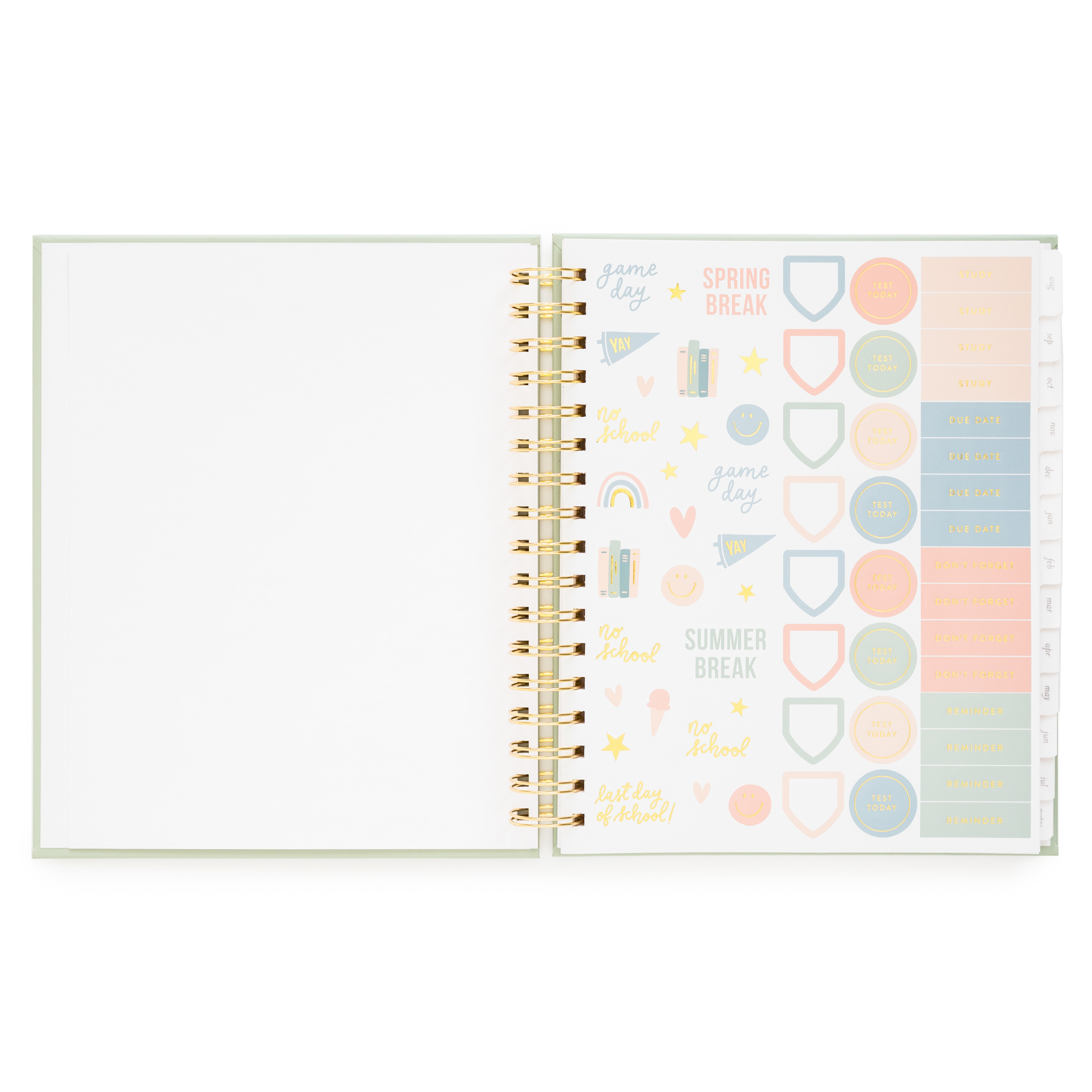 2026-2027 Office Green Spiral Weekly Monthly Student Planner