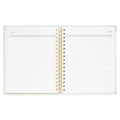Open monthly grid of academic student planner with full month overview for August 2026